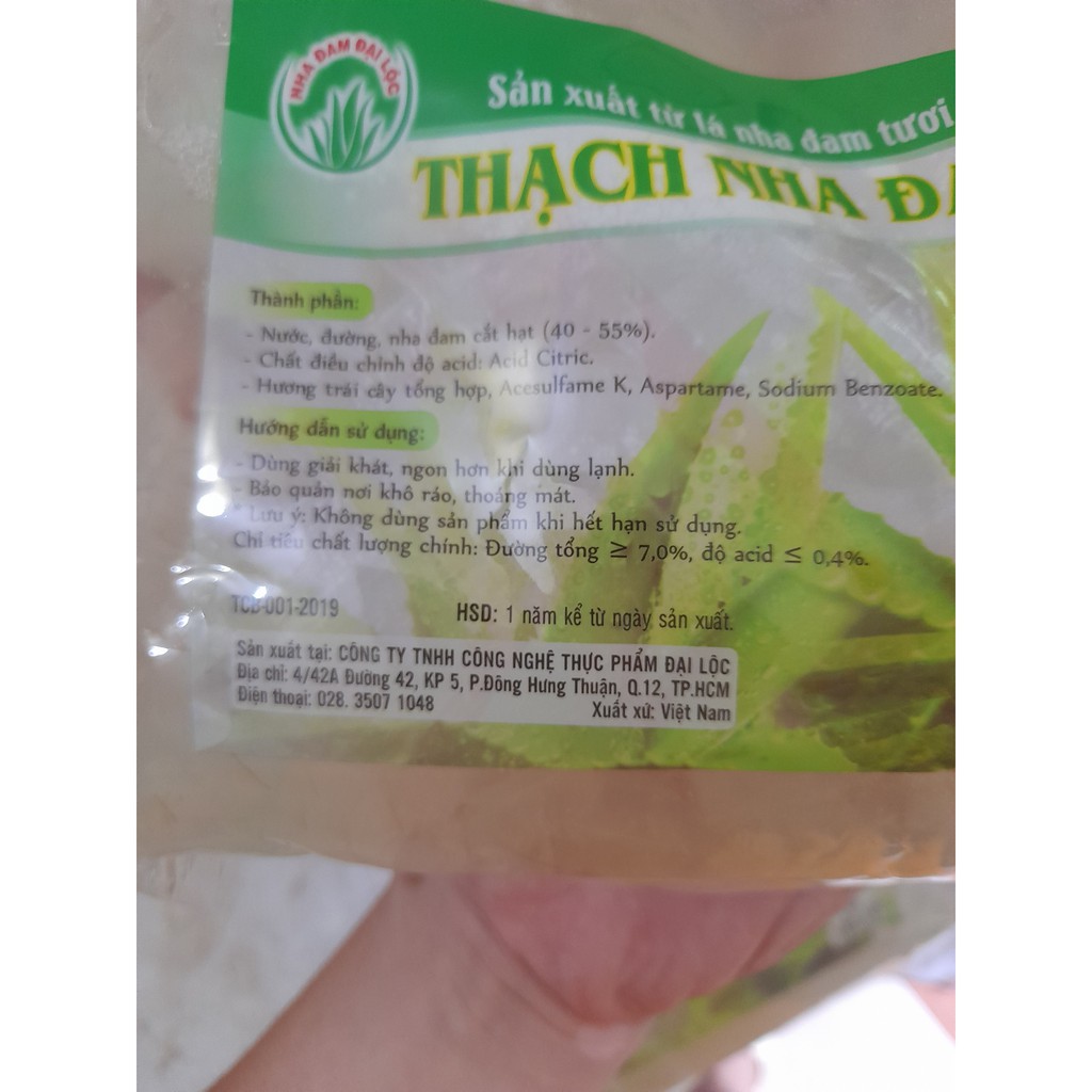 xả kho thanh lý - nha đam ăn liền hạt to Đại Lộc gói 1kg - dùng cho sữa chua và đồ uống - date 19/10/2021