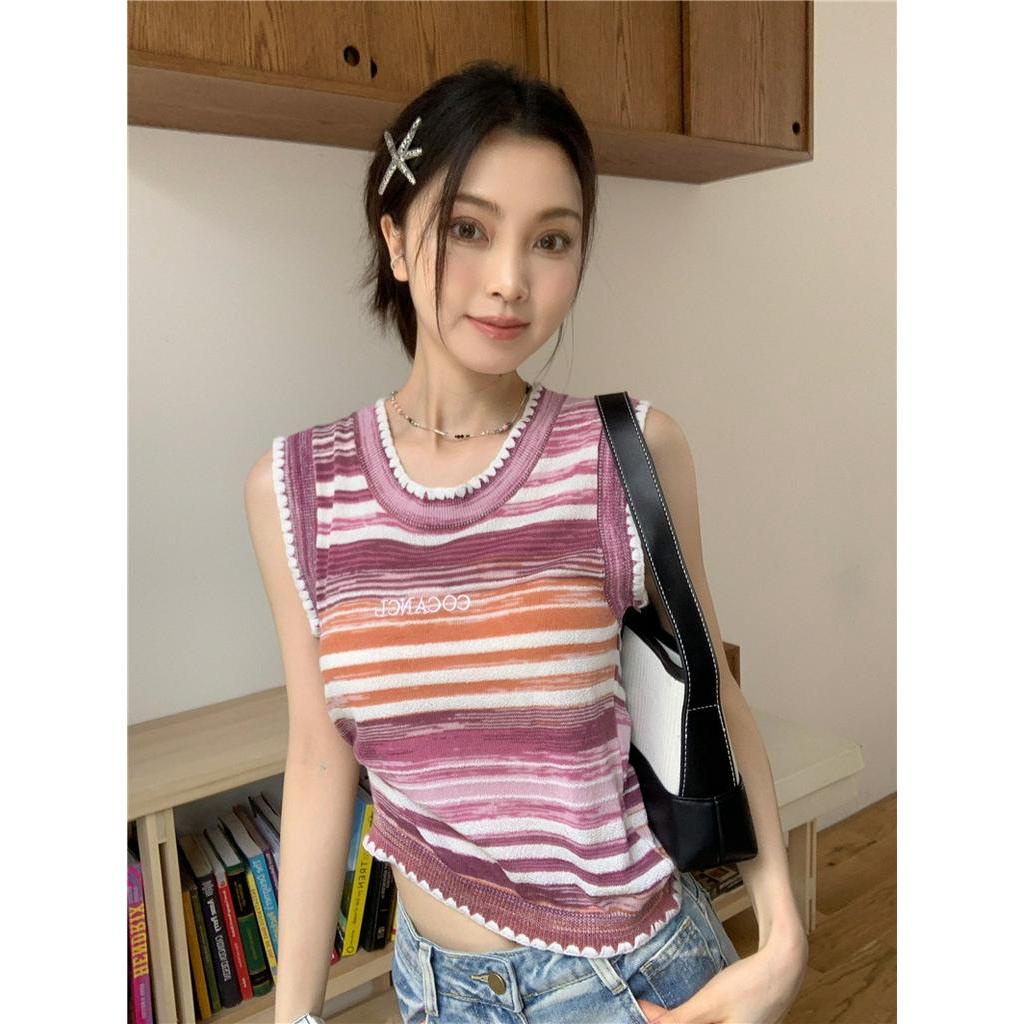 Áo Len Họa Tiết Kẻ Sọc Nhiều Màu Sắc Phong Cách Hàn Quốc Thời Trang Mùa Hè 62649