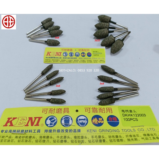 Đầu mài cao su hạt nhọn các loại_KENI