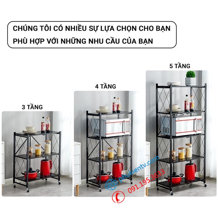 Kệ Để Đồ Đa Năng Kệ Gấp Gọn - Hàng Nhập Khẩu 3 - 4 tầng cho nhà bếp, phòng ăn, phòng tắm [ Rẻ Hơn VANDO ]