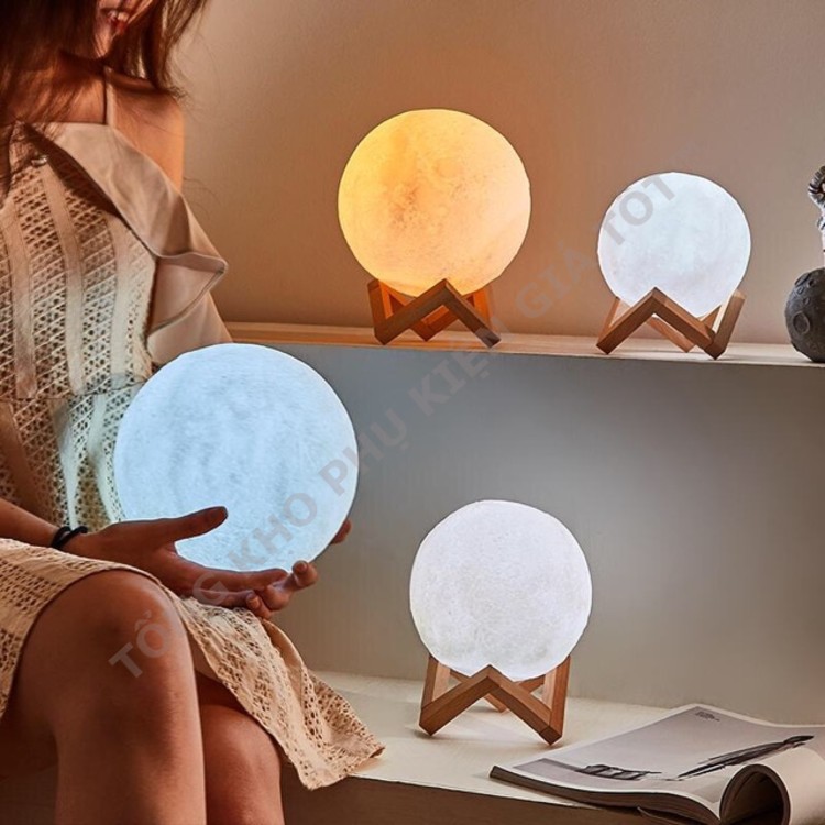 Đèn ngủ mặt trăng Moonlight 3D; đủ màu size 10cm, 12cm, 15cm, 18cm, 20cm có điều khiển, tặng đế gỗ, dây sạc