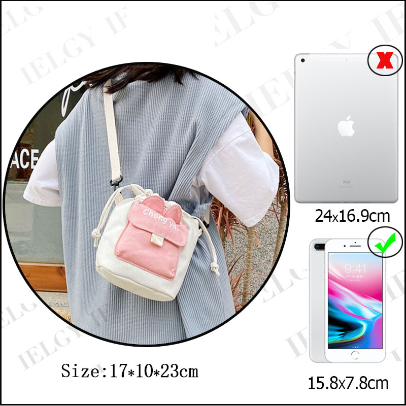 IELGY Túi Xách Dây Rút Phong Cách Hàn Quốc Thời Trang Cho Nữ