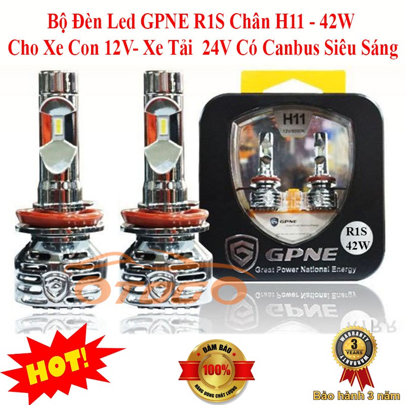 Bộ Đèn Led GPNE R1S Chân H11 42W Có Canbus Cho Xe Con 12V và Xe Tải 24V Siêu Sáng