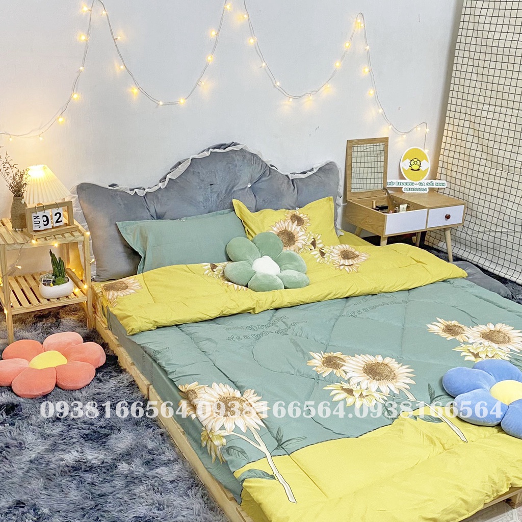 TRỌN BỘ COTTON POLY 5 MÓN CHĂN PHAO DÀY DẶN HÀNG VN HOA HƯỚNG DƯƠNG - ĐỦ KÍCH THƯỚC