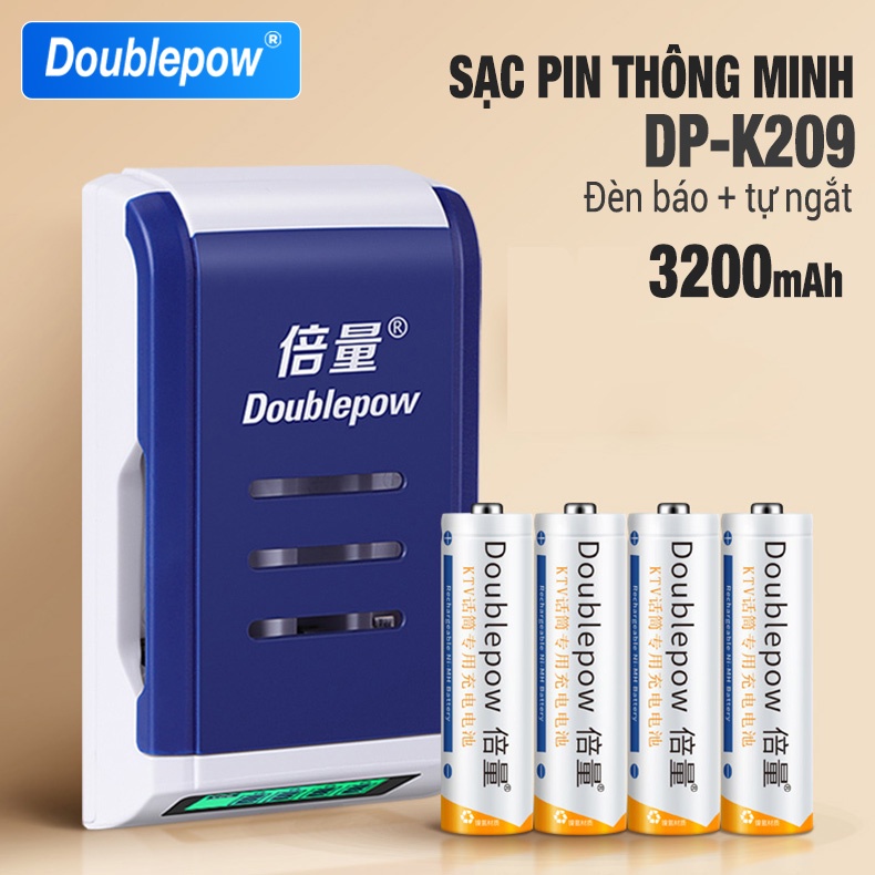 Bộ Sạc Pin AA AAA DP-K209 Tự Ngắt, Pin Sạc AA AAA Công suất cao 3200mAh dung lượng cao dùng cho micro, đèn pin, đồ chơi