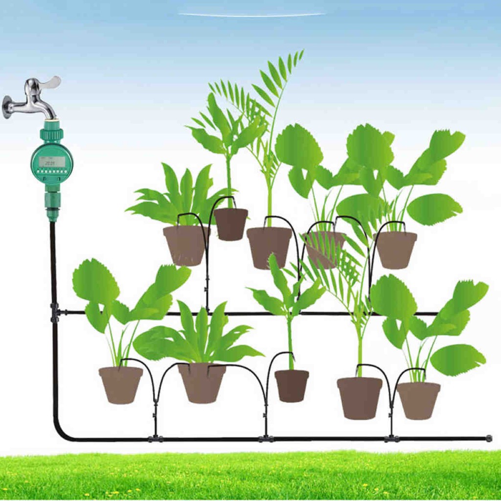 Tuoi nho giot - 05 bộ dây tưới nhỏ giọt, căm gốc, 4 nhánh, bù áp