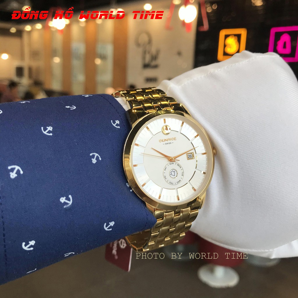Đồng hồ nam sunrise dây thép 1115sa chính hãng full box sapphire chống xước , chống nước, bảo hành 3 năm