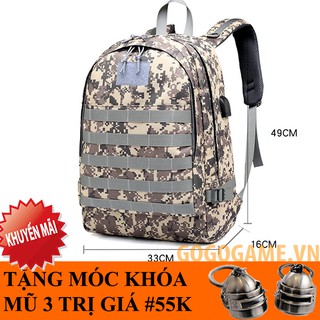 Balo 3 PUBG - Tặng móc khóa PUBG (Vàng xanh)