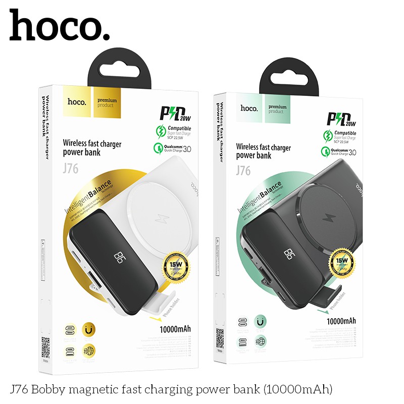 Pin sạc dự phòng không dây PD20W - Hoco J76 đèn báo LED, tích điện dung lượng 10000mAh - Chính hãng