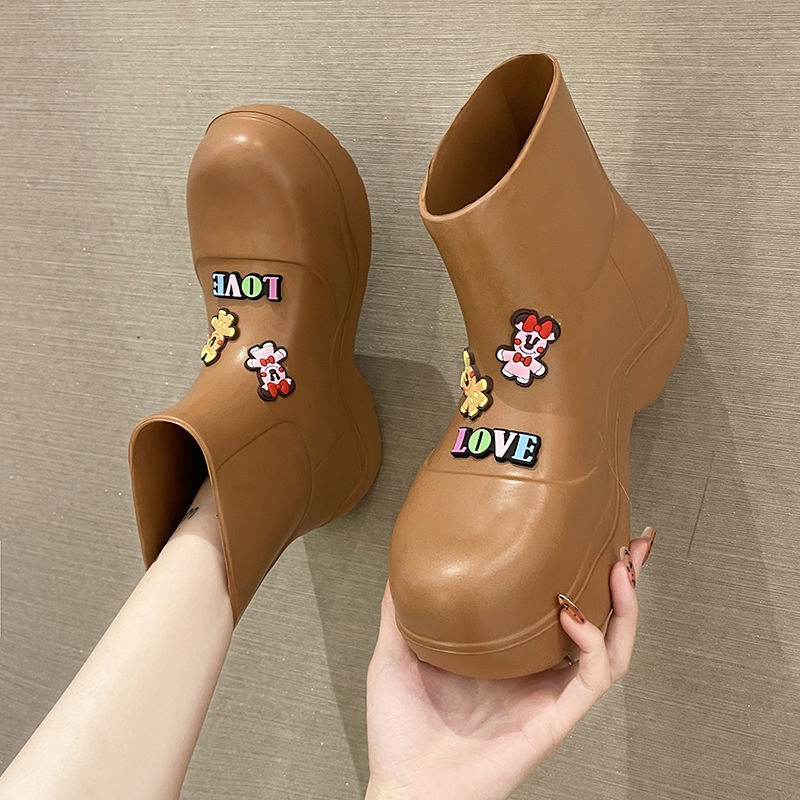 Ủng Đi Mưa Đế Dày Tăng Chiều Cao Chống Nước Thời Trang Mùa Hè Dễ Phối Đồ Cho Nữ