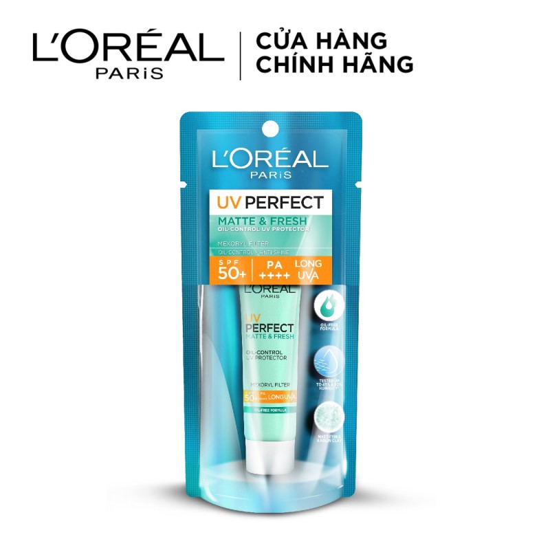 (mẫu dùng thử 15ml) Kem Chống Nắng Dưỡng Da Trắng Sáng Tức Thì L'Oreal UV Perfect Instant White SPF50 PA++++