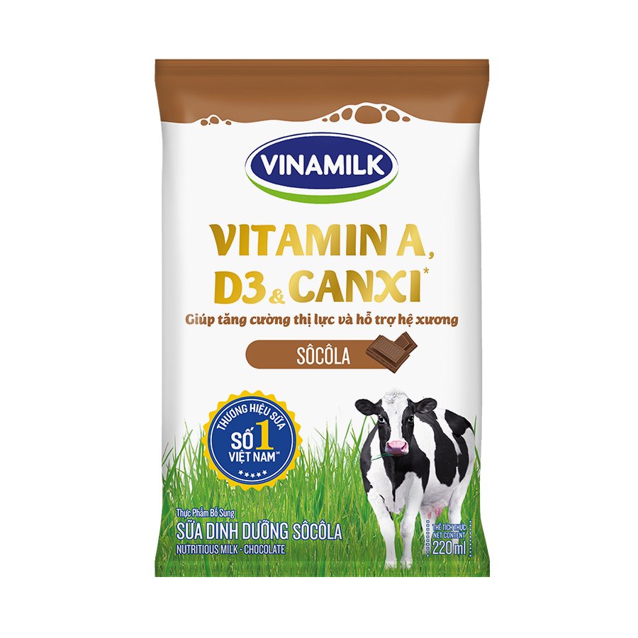 Thùng 48 Bịch Sữa Dinh Dưỡng Sôcôla VNM F220Ml