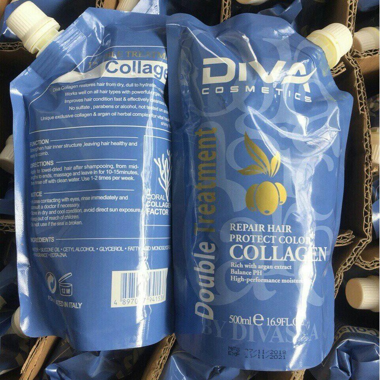 Hấp dầu ủ tóc Diva Collagen Hair Repair siêu mượt cho tóc khô hư tổn 500ml ( New )