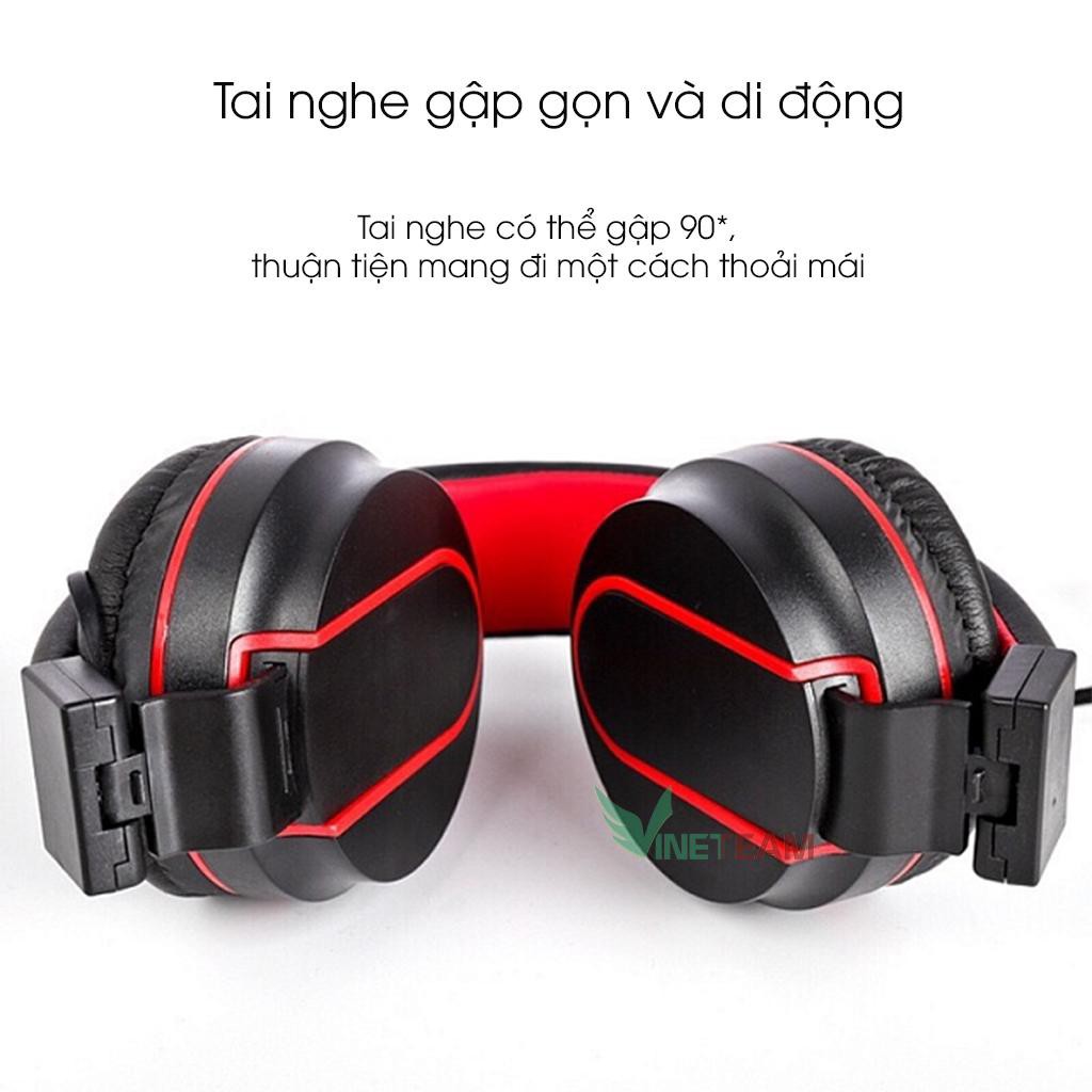 Tai nghe chụp tai headphone có dây kèm mic, tai nghe chụp tai có mic có thể gập lại, âm thanh sống động VINETEAM -dc4038