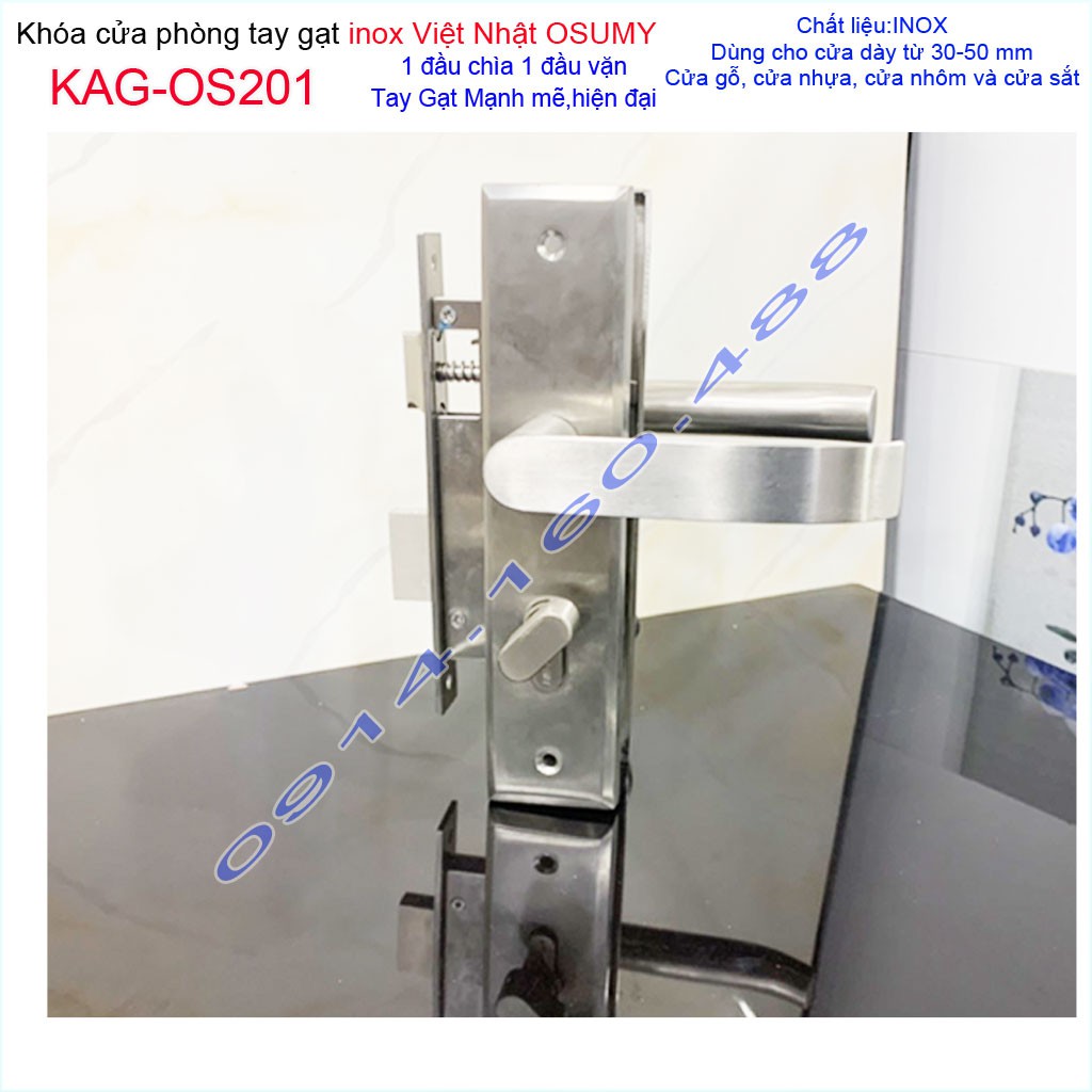 Khóa cửa Việt Nhật KAG-OS200, khóa cửa phòng Inox Việt Nhật cao cấp trọn bộ