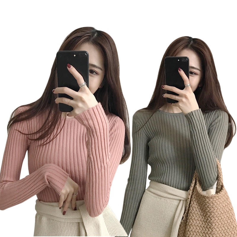 Áo len gân tay dài thời trang cho nữ xiaozhainv | BigBuy360 - bigbuy360.vn