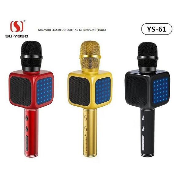 Micro Karaoke YS-61, kèm Loa Bluetooth 3 trong 1- đèn led - âm hay - thay đổi giọng nói