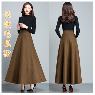 Chân váy dạ dáng dài eo thun