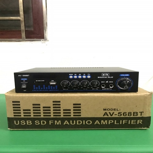 Amply mini karaoke bluetooth chạy điện 12v/220v AV-568BT công suất cao