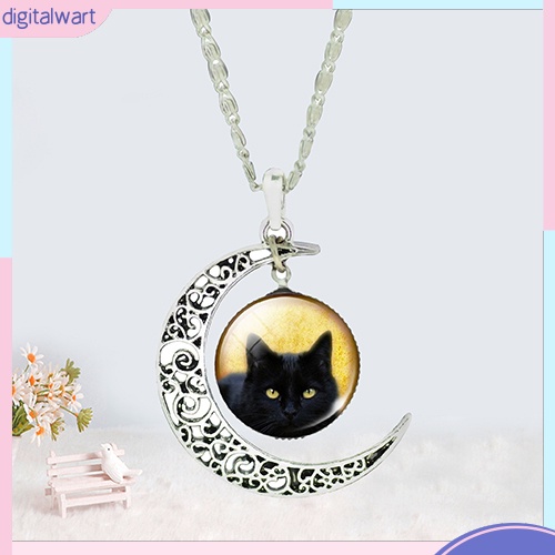 Dây chuyền mặt trăng khuyết phối hình mèo đeo dễ thương cá tính dành cho nữ