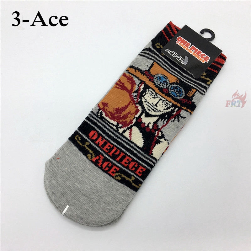 ❀ Vớ In Họa Tiết Hoạt Hình One Piece Series 05 ❀ 1 Đôi Tất Ngắn In Hình Luffy Chopper Ace Mihawk Law Unisex