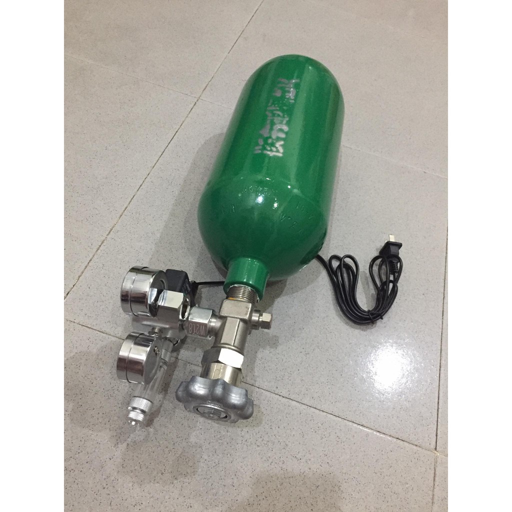 Bình thép nhật 2kg loại lùn + van điện Mufan