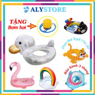 Phao Bơi Ngồi Hình Ngộ Nghĩnh Cho Bé ALYSTORE Hình Xe Cảnh Sát, Cá Mập, Hồng Hạc,...