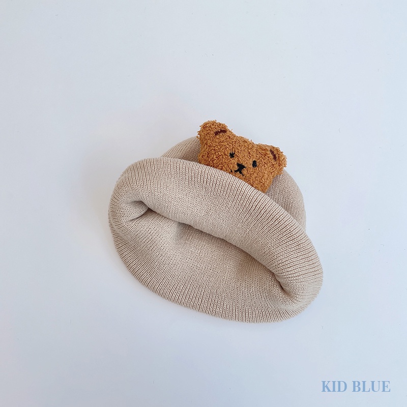 Mũ Len Dệt Kim Hình Gấu Siêu Dễ Thương Thời Trang Mùa Đông Cho Bé