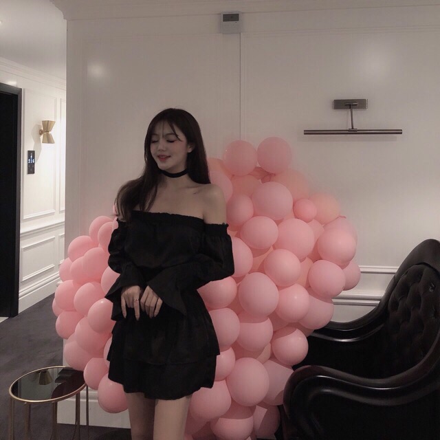 (Sẵn) Váy trễ vai dài tay tiểu thư / Đầm body bèo tầng ( có ảnh thật ) | BigBuy360 - bigbuy360.vn