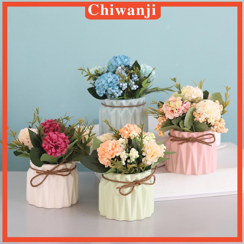 Lọ hoa cẩm tú cầu nhân tạo mini bằng gốm trang trí nhà cửa