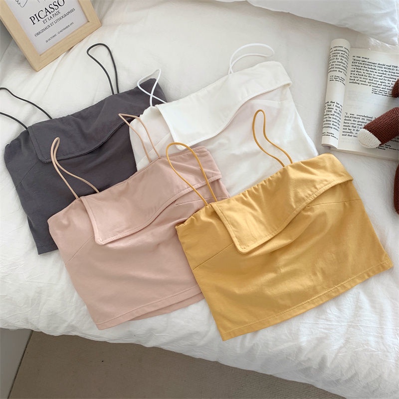 Áo Hai Dây Thiết Kế Bất Đối Xứng Thời Trang Mùa Xuân Mới Cho Bạn Gái Mặc Bên Trong Và Bên Ngoài