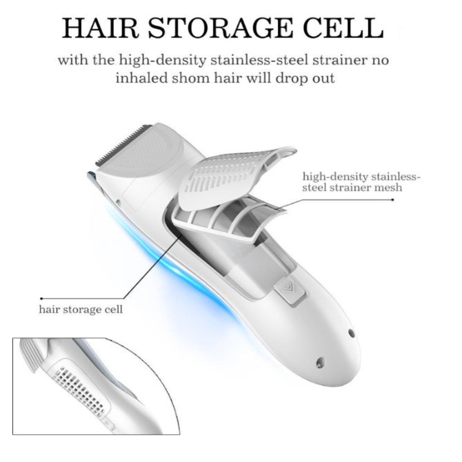 Tông đơ cắt tóc cho Bé có ngăn chứa tóc nguồn pin sạc điện An toàn 2020 - HanruiOffical
