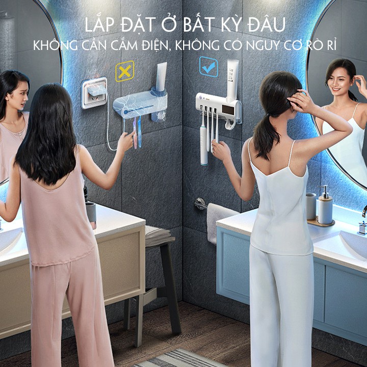 Giá treo bàn chải Kem đánh răng khử khuẩn tia UV công nghệ cao Châu Âu