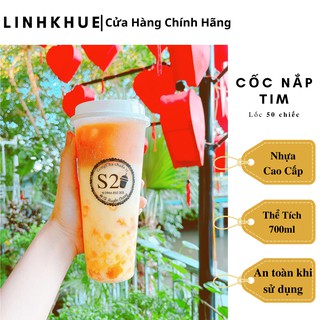  Cốc Nhựa Nắp Tim - 1 lốc 50 chiếc - Size 500ml và 700ml - SP98 - Cốc đựng trà sữa