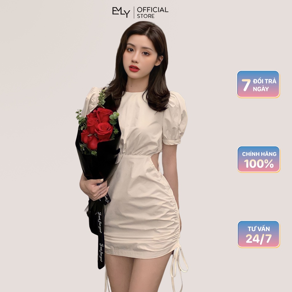 Đầm nữ sơ mi dáng ôm mini tay ngắn Emilyshop