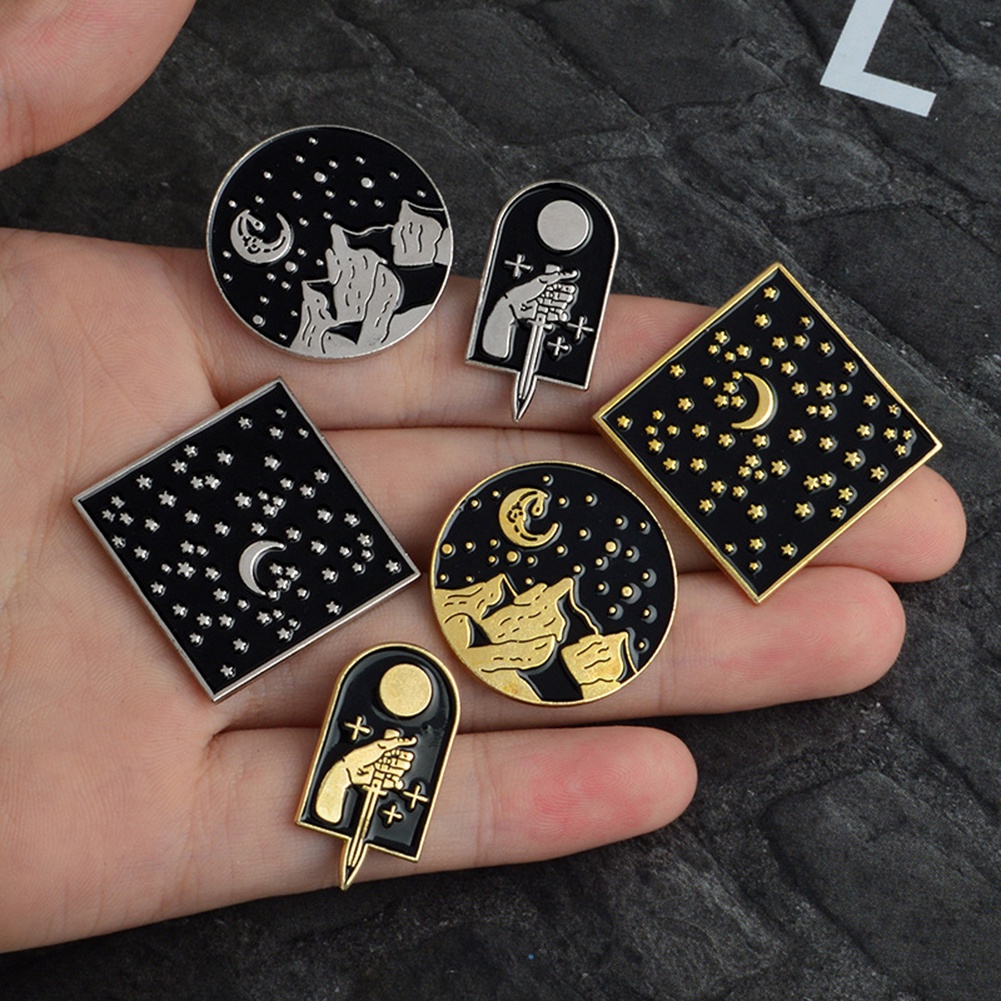 Ghim cài áo hình trăng sao phong cách cổ điển thanh lịch dành cho nữ