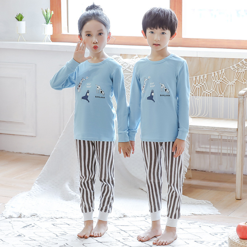 Bộ quần áo ngủ cotton họa tiết hoạt hình cho bé trai và bé gái