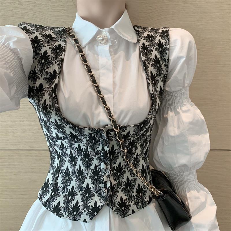 Set áo sơ mi tay dài và áo khoác ngoài thời trang nữ tính