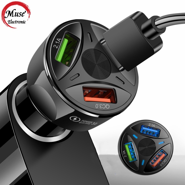 Củ Sạc Xe Hơi 3 Cổng Usb Dc 12-24v 1.1a/2a/2.1a Có Giá Đỡ Đứng