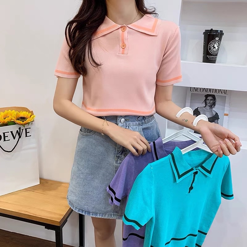 áo len dệt kim cổ đức pha viền (39036#)