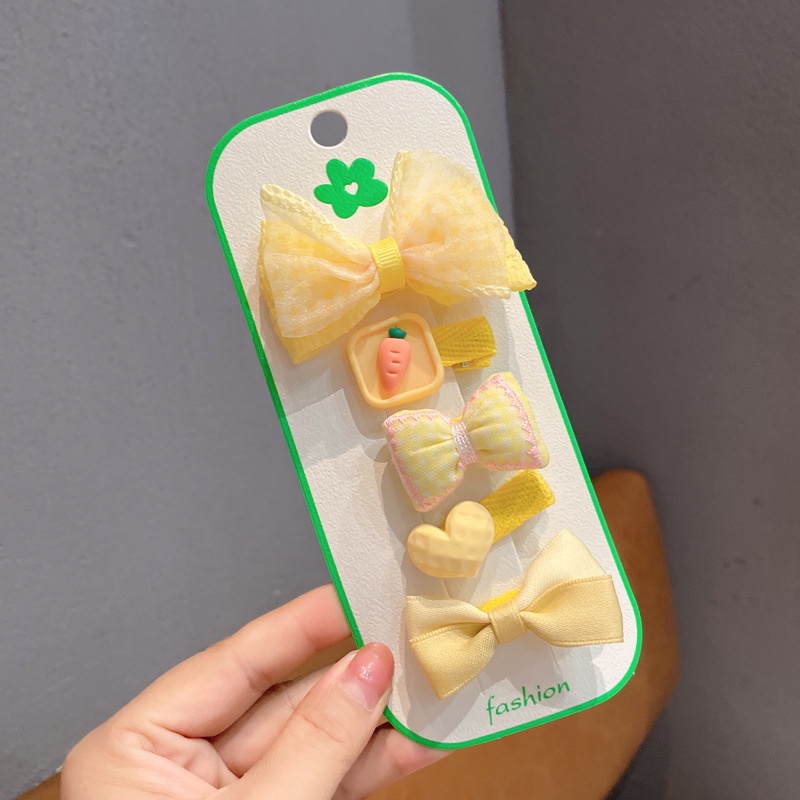 Bộ 5 Kẹp Tóc Bằng Satin Họa Tiết Hoa Thời Trang Chất Lượng Cao Cho Bé Gái