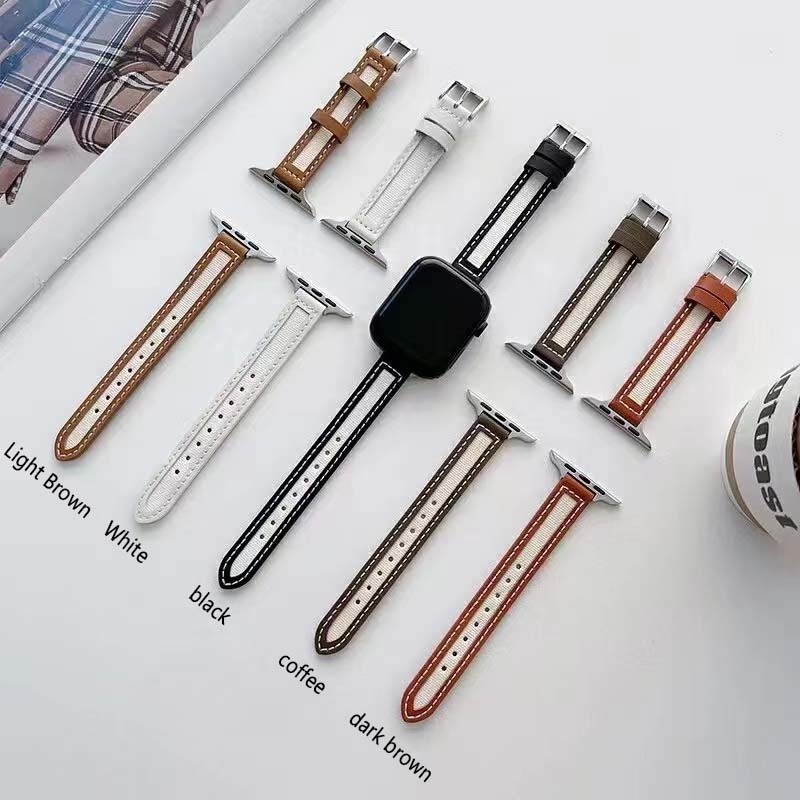 Dây Da Đeo Đồng Hồ Apple Watch band 3 4 5 SE 6 7 44mm 40mm 42mm 38mm iWatch 45mm 41mm
