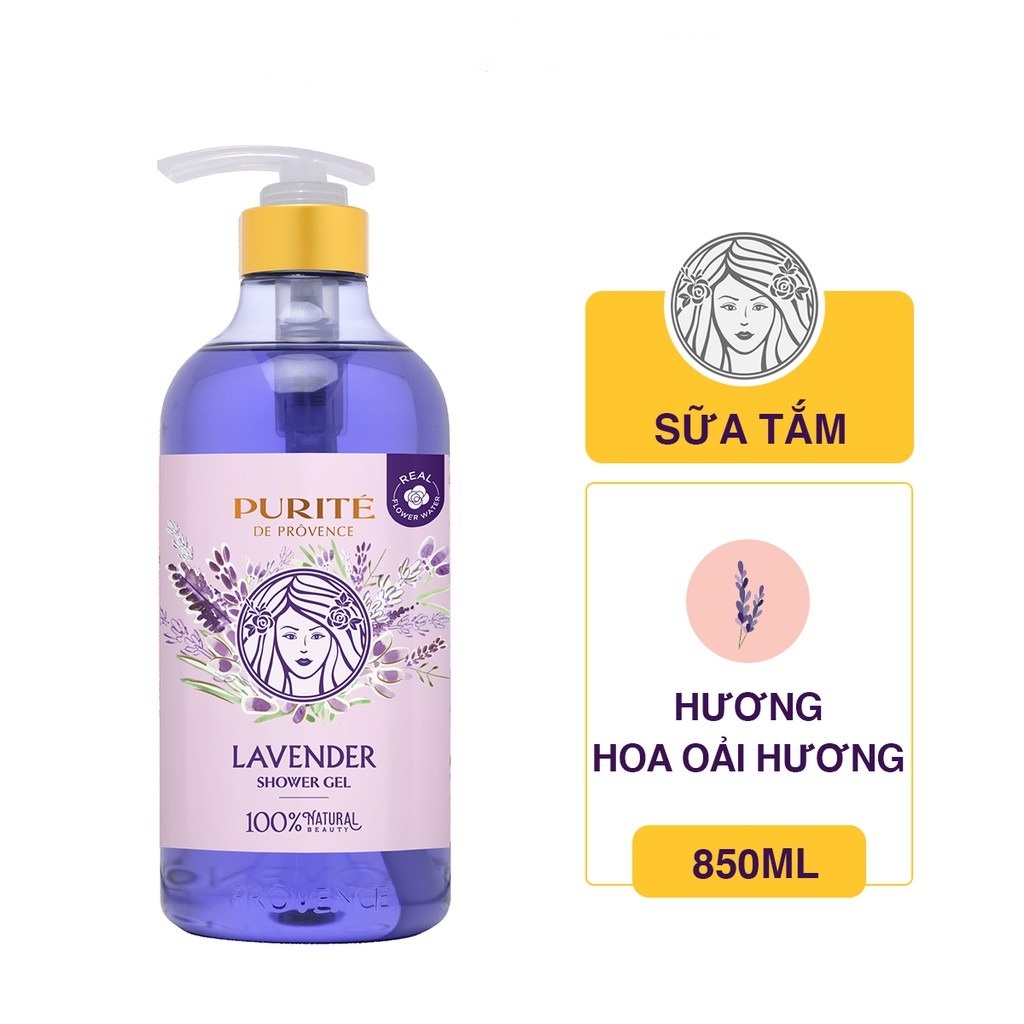 (Chính hãng, Đủ mùi) Sữa Tắm Giữ Ẩm PURITE PROVENCE 850ml