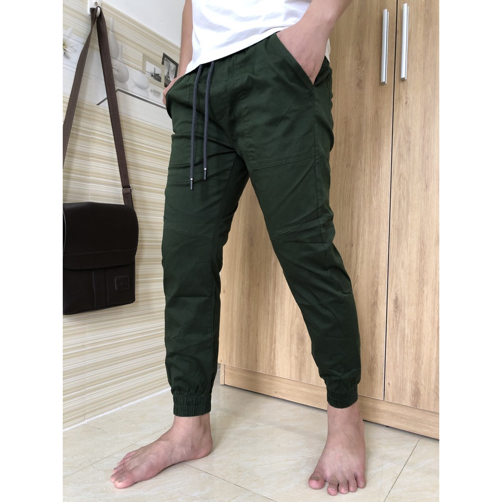 Quần jogger kaki nam nữ xanh rêu cao cấp