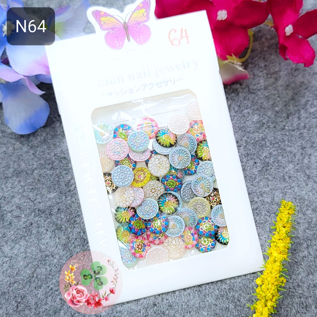 Mã N64 - Set phụ kiện "Hoa", chuẩn chất lượng, đính dán móng, siêu sang chảnh.