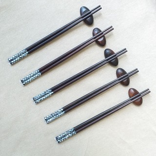 Đũa gỗ Mun tròn 24cm - Thân trám xà cừ ( 5 đôi /Túi) - Đũa gỗ tự nhiên cao cấp