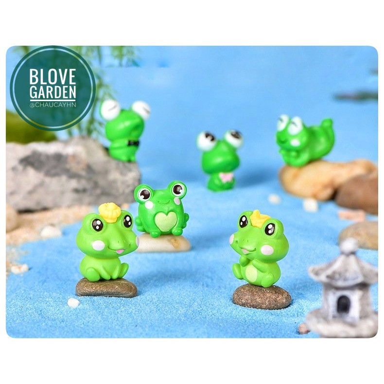 Tiểu cảnh 3 Chú Ếch làm mô hình Vương Quốc Ếch xinh xắn, trang trí chậu cây để ban, sen đá xưong rồng, làm quà tặng