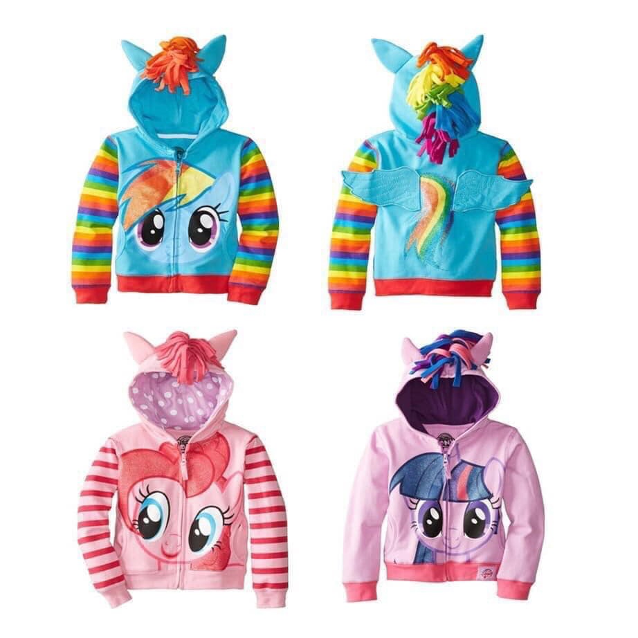 Áo khoác thun ngựa Pony có cánh 3 màu hồng/xanh/tím cho bé