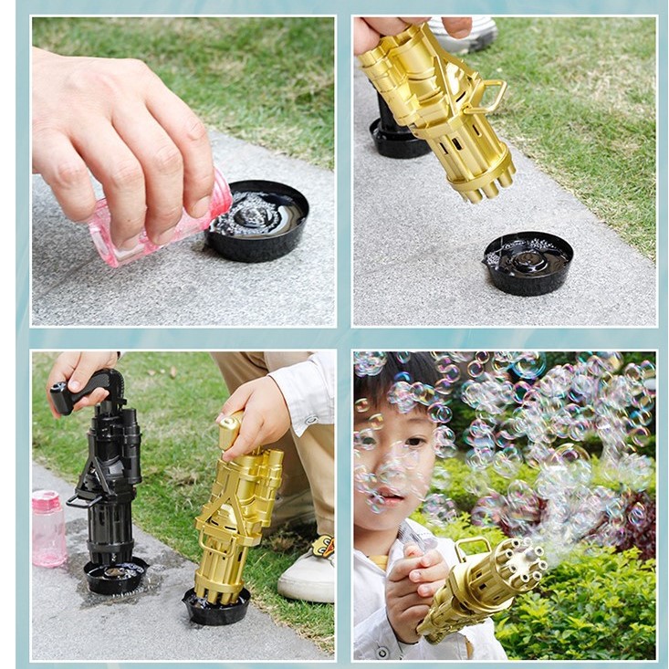 Súng bắn bong bóng xà phòng ( 8 nòng ) Đồ chơi vận động ngoài trời. đồ chơi thông minh cho bé trai và bé gái
