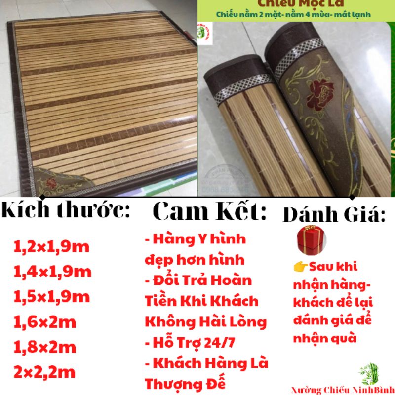 Chiếu trúc tăm tre cao bằng điều hòa mát lạnh nằm 2 mặt đủ kích thước 1m2;1,4m,1,6m,1,8m,2m,Chiếu lụa